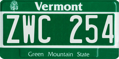 VT license plate ZWC254