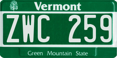 VT license plate ZWC259