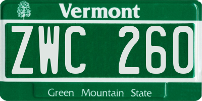 VT license plate ZWC260