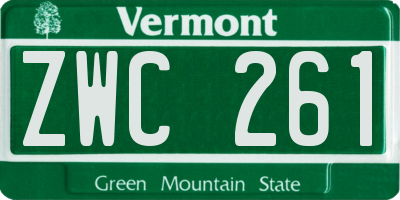VT license plate ZWC261