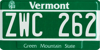 VT license plate ZWC262