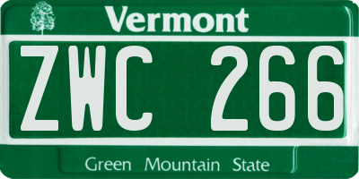 VT license plate ZWC266