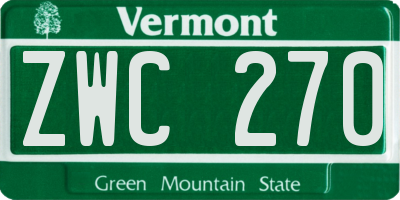 VT license plate ZWC270