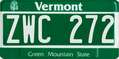 VT license plate ZWC272