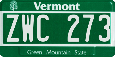 VT license plate ZWC273