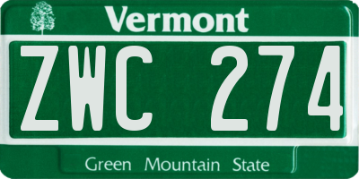VT license plate ZWC274