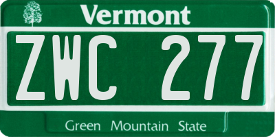 VT license plate ZWC277