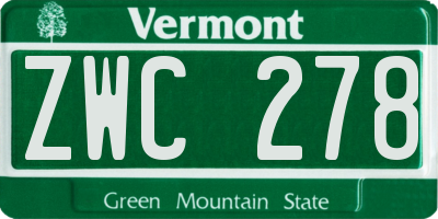 VT license plate ZWC278
