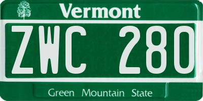 VT license plate ZWC280