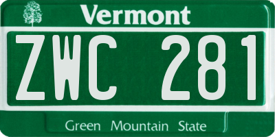 VT license plate ZWC281