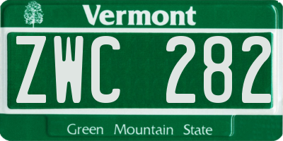 VT license plate ZWC282
