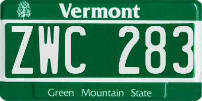 VT license plate ZWC283