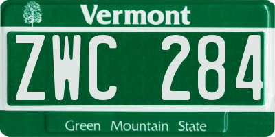 VT license plate ZWC284