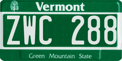 VT license plate ZWC288
