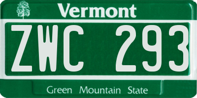 VT license plate ZWC293