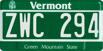 VT license plate ZWC294