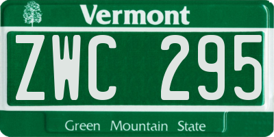 VT license plate ZWC295