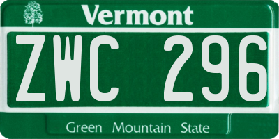 VT license plate ZWC296
