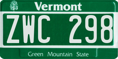 VT license plate ZWC298