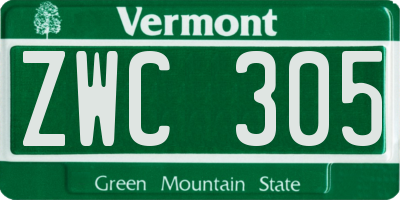 VT license plate ZWC305