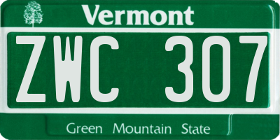 VT license plate ZWC307