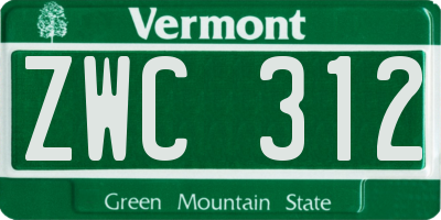 VT license plate ZWC312