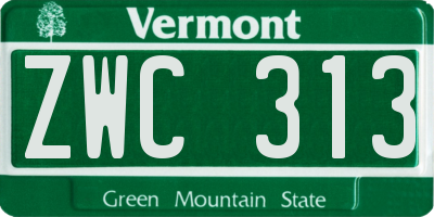 VT license plate ZWC313