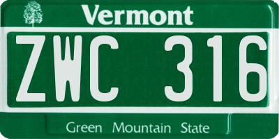 VT license plate ZWC316