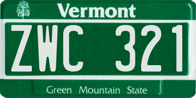VT license plate ZWC321