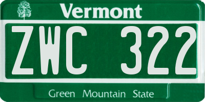 VT license plate ZWC322