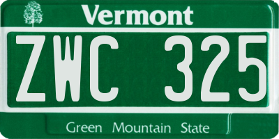VT license plate ZWC325
