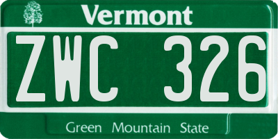 VT license plate ZWC326