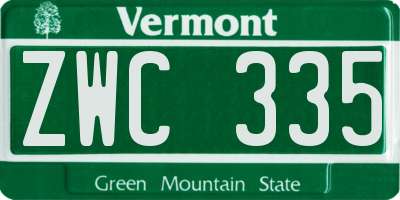 VT license plate ZWC335