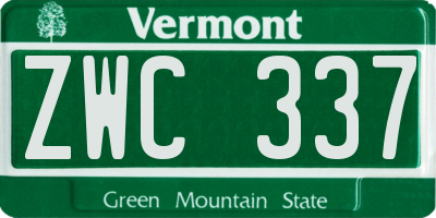 VT license plate ZWC337