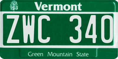 VT license plate ZWC340