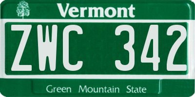 VT license plate ZWC342