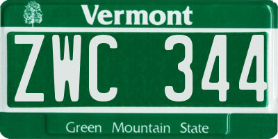 VT license plate ZWC344