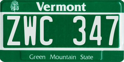 VT license plate ZWC347