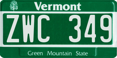 VT license plate ZWC349