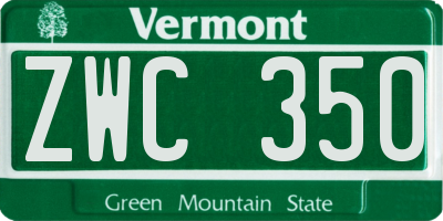VT license plate ZWC350