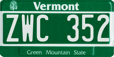 VT license plate ZWC352