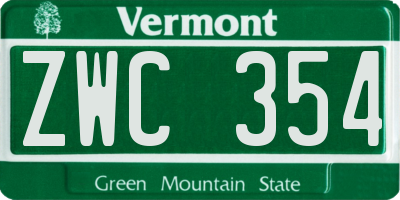 VT license plate ZWC354