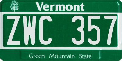 VT license plate ZWC357