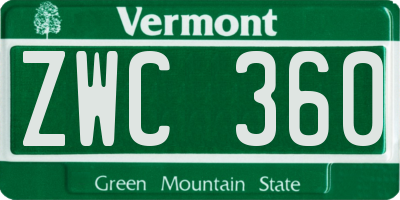 VT license plate ZWC360