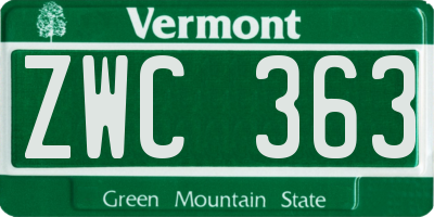 VT license plate ZWC363