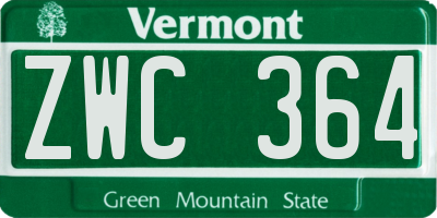 VT license plate ZWC364