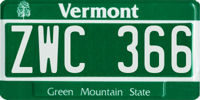 VT license plate ZWC366