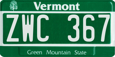 VT license plate ZWC367