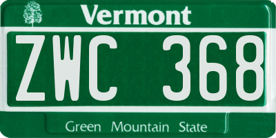 VT license plate ZWC368