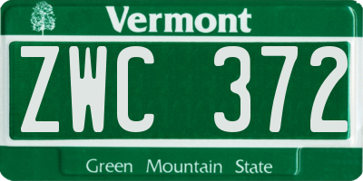 VT license plate ZWC372